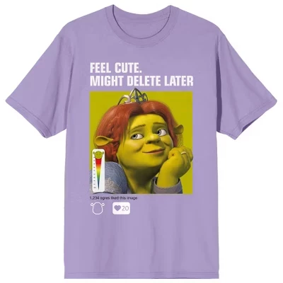 Женская футболка Fiona Feel Cute Meme с круглым вырезом и коротким рукавом Purple Haze фиолетового цвета