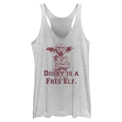 Женская майка Dobby is a Free Elf Racerback белого цвета