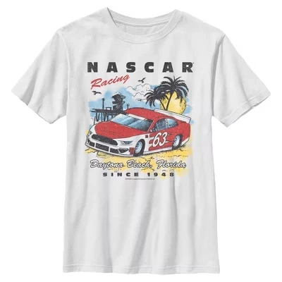 Летняя пляжная футболка для мальчиков Racing Car 63, белая