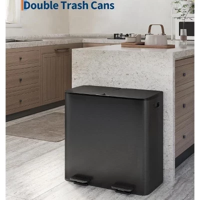 Двойное мусорное ведро CuisinSmart, черное