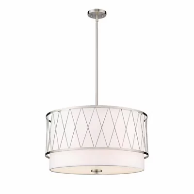 Подвесной светильник Dalton 4-Light - Современный дизайн середины века, 24-дюймовое стальное крепление, с регулируемой яркостью, серебро с сухим покрытием