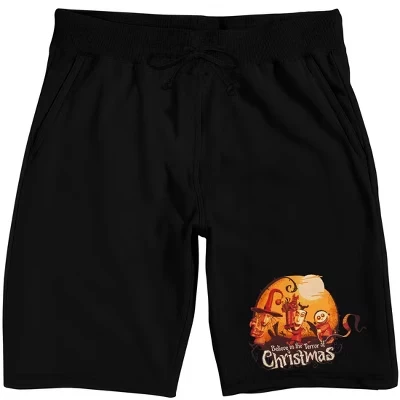 Nightmare Before Christmas Lock Shock & Barrel Character Circle Adult Black Sleep Pajama Shorts black