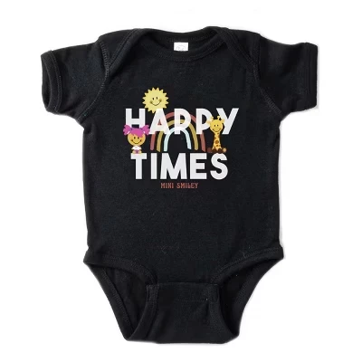 Детское боди с коротким рукавом Mini Smiley Happy Times Baby черного цвета