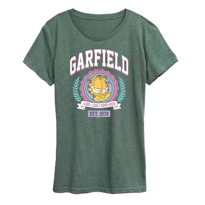 Женская футболка Garfield I Came I Saw I Complained, зелёная