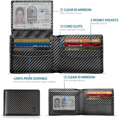 Мужской кожаный кошелек Maison Slim RFID, 2 окна