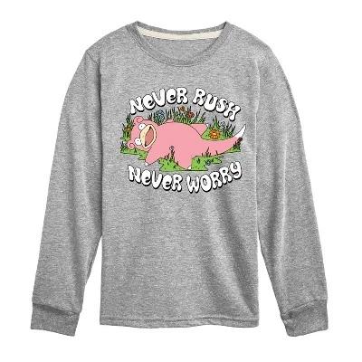 Лонгслив для мальчиков Pokemon Slowpoke, серый меланж