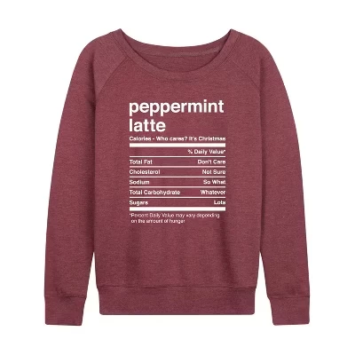 Женская рубашка Peppermint Latte Nutrition, легкая французская махровая рубашка с широким вырезом и длинными рукавами, с графическим рисунком, вересково-бордовый