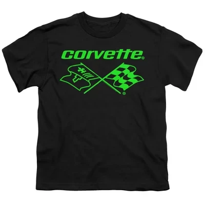 Неоново-зеленая футболка Corvette для мальчиков черного цвета