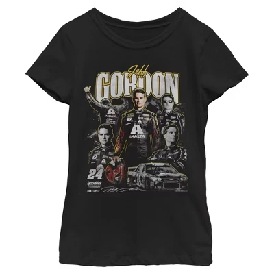 Футболка с коллажем для девочек Jeff Gordon Racing Car 24 черная