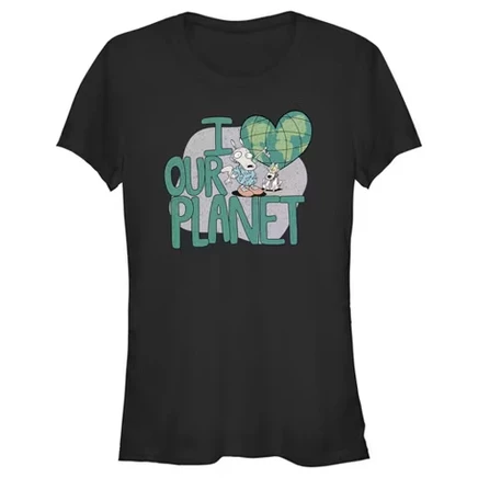 Женская футболка Rocko's Modern Life I Heart Our Planet, черная