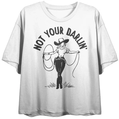 Женский белый укороченный топ с круглым вырезом и коротким рукавом Not Your Darling белого цвета