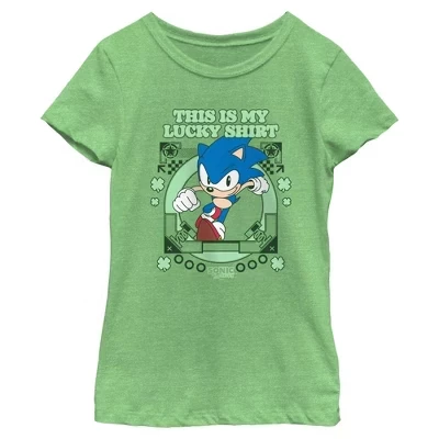 Футболка Girls My Lucky Clover Sonic зеленого цвета