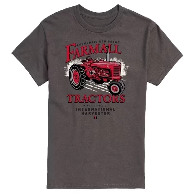 Мужская винтажная футболка Farmall Red Brand Tractors с коротким рукавом и рисунком древесного угля