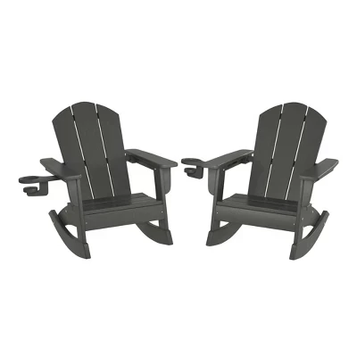 Классические кресла-качалки Adirondack для малышей дошкольного возраста Malibu Outdoor из полиэтилена высокой плотности (комплект из 2-х) серого цвета