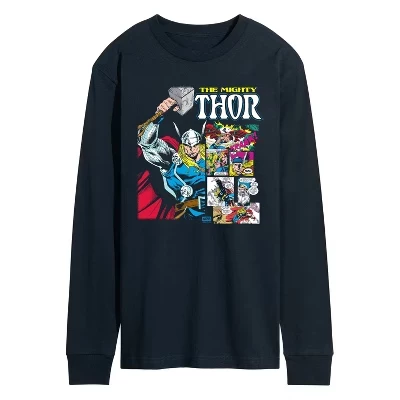 Men's -  - Panel Portrait Long Sleeve Graphic T-Shirt blue