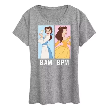 Женская футболка Disney Princess Belle, серый меланж