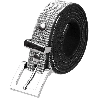 Женщины Горный хрусталь Bling Кристалл Блестящий бриллиант Блестящие мягкие поясные ремни 1шт белый