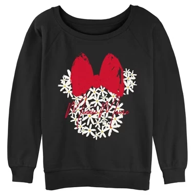 Женский свитшот Mickey Mouse, Минни с цветами, черный