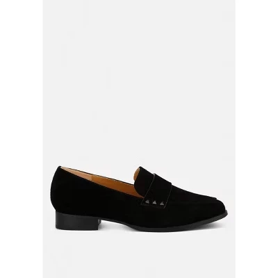 Женские лоферы Rag & Co. Durance замша, заклепки, черные