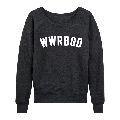 Женская - - Wwrbgd Легкая французская махровая рубашка с широким вырезом и длинным рукавом с графическим рисунком heather charcoal