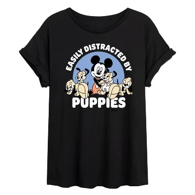 Женская оверсайз футболка Disney с принтом щенки, черная
