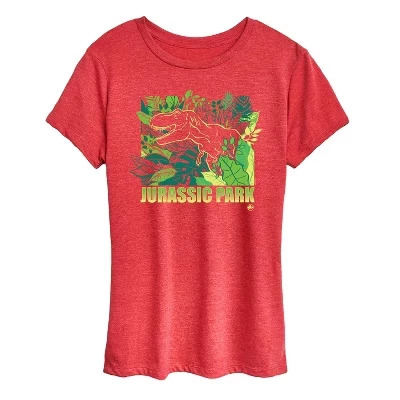 Женская футболка Jurassic Park Tropical Terror, красная