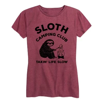 Женская футболка с коротким рукавом Sloth Camping Club с графическим рисунком