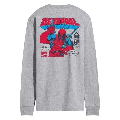 Men's -  - Deadpool Talk To The Hand Long Sleeve Graphic T-Shirt athletic heather