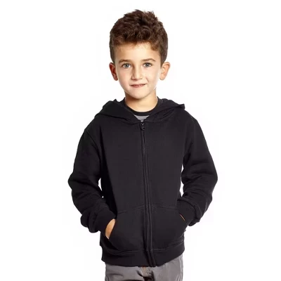 Детская толстовка с капюшоном из хлопка на молнии Leveret Kids, однотонная, черная