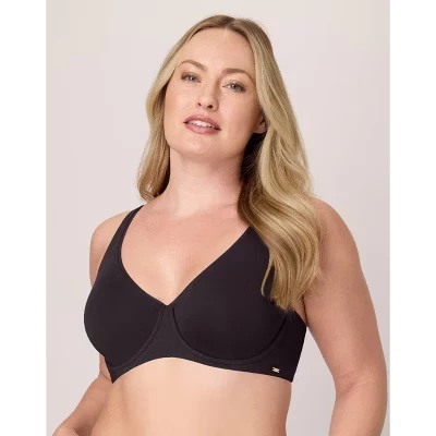 Двухслойный бюстгальтер на косточках из коллекции Cotton Collection, черный
