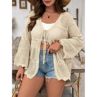 Женский кардиган BLUEMING больших размеров, абрикосовый