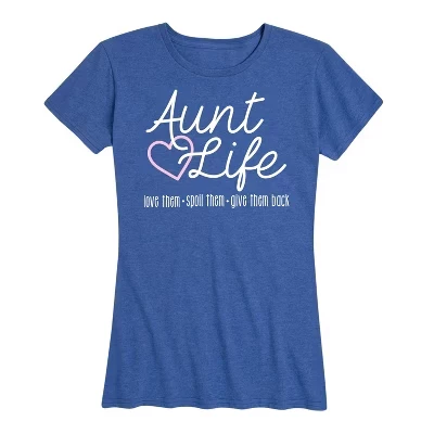 Женская футболка Instant Message «Aunt Life», синий меланж