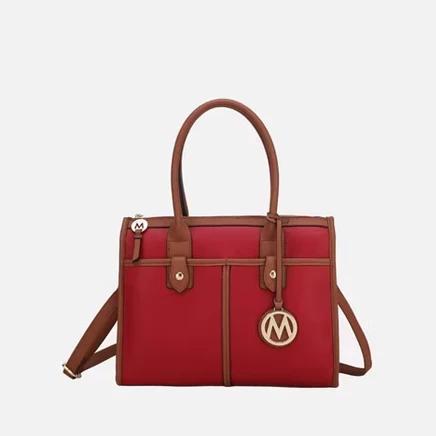 Livia Women's Satchel Bag Vegan Leather by Mia K red - brown