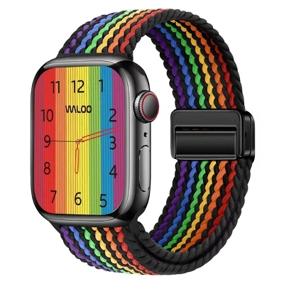 Плетеный нейлоновый ремешок с магнитной петлей для Apple Watch black