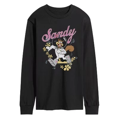 Мужская футболка с длинным рукавом Sandy Squirrel Run с графическим рисунком, черная