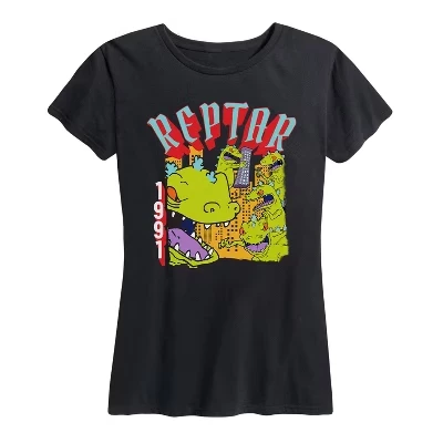 Женская футболка с коротким рукавом и рисунком Reptar Destroy 1991, черная