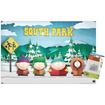 Постер South Park «Автобусная остановка» с кнопками