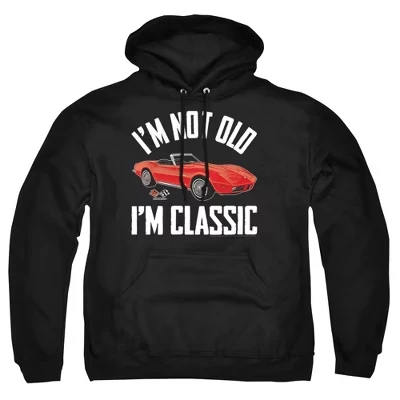 Мужская толстовка с капюшоном I'm Not Old I'm Classic Corvette черного цвета