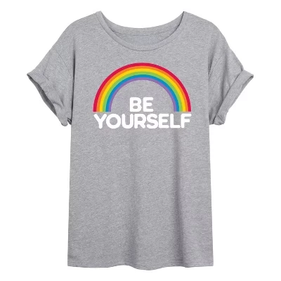 Женская футболка Rainbow Be Yourself с объемным рисунком heather grey