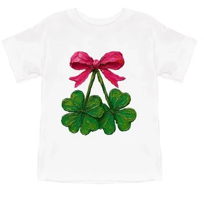 Раскраска Clover Cherries - детская футболка с коротким рукавом и рисунком белого цвета