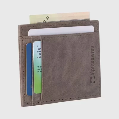 Мужской тонкий кожаный кошелек Alpine Swiss RFID, серый