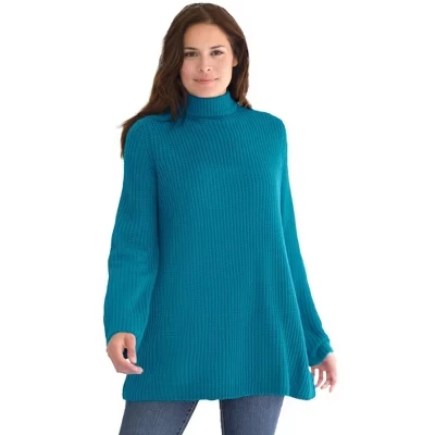 Пуловер Shaker Swing Sweater темно-бирюзового цвета