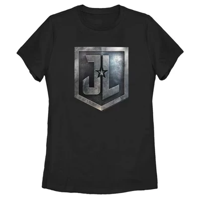 Женская футболка с логотипом Лиги Справедливости Zack Snyder Justice League Stone Shield, черная