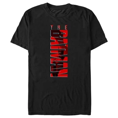 Мужская футболка с логотипом The Batman Red вертикального силуэта черного цвета