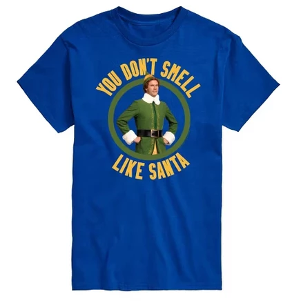 Мужская футболка Elf Christmas You Don't Smell Like Santa с принтом, королевский синий