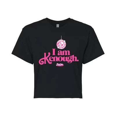 Женская укороченная футболка с изображением диско-шара I Am Kenough, черная