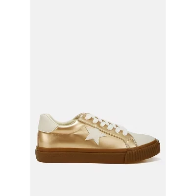 Кроссовки для прыжков с трамплина из металлической искусственной кожи Star Sneakers gold