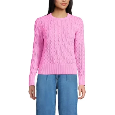 Женский свитер Lands End Drifter с косами, розовый