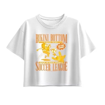 Футболка Bikini Bottom Soccer League с коротким рукавом и квадратным рисунком белого цвета