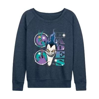 Women's -  - Hades Bootleg Lightweight French Terry Wide Neck Long Sleeve Graphic Shirt heather indigo